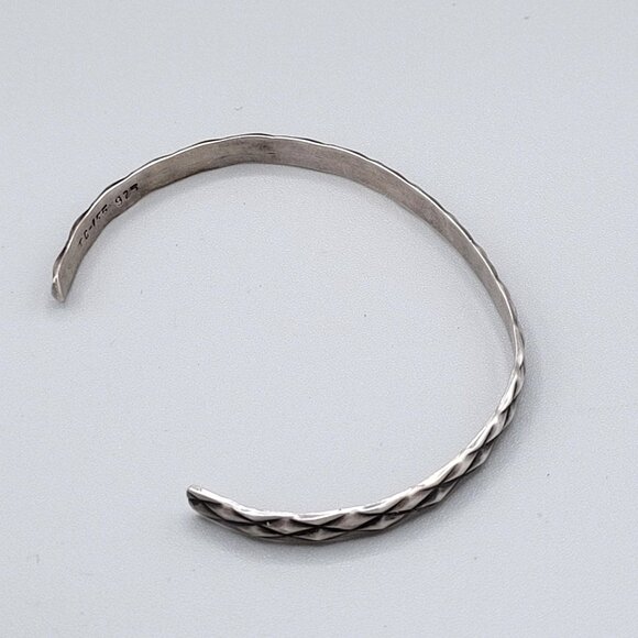 Taxco Mexican Sterling Silver 925 Diamond Pattern Cuff Bracelet Unisex - Picture 4 of 8